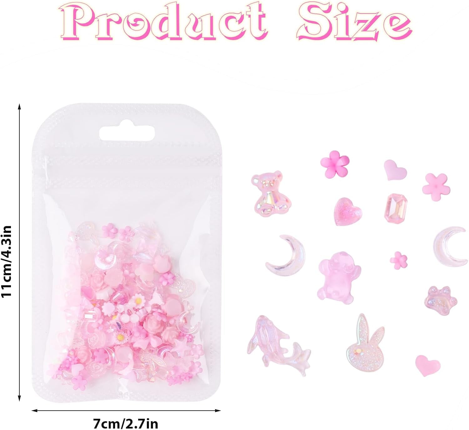 100 st Bow Nail Charms Y2K 3D Resin Camellia Flower Nail Charms Kawaii Rhinestones Nail Art dekorationer, mönster, DIY Craft Accessories (Rosa)