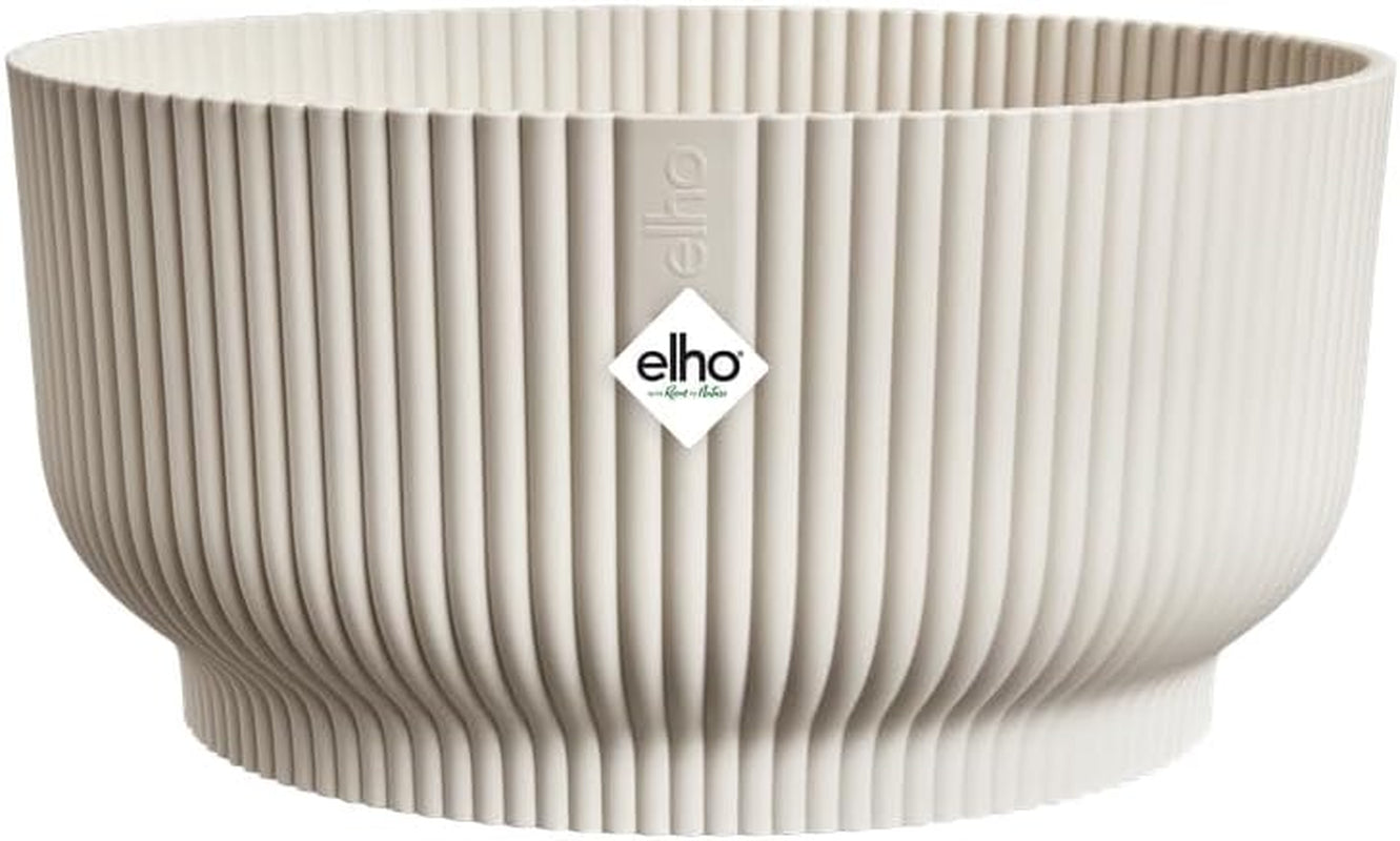 elho Vibes Fold Bowl 25 - Blomkrukor inomhus - 100% återvunnen plast - Ø 24,9 x H 12,1 cm - Vit/Vit linne