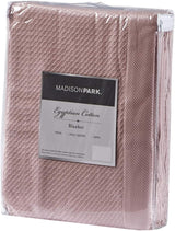 Madison Park 100 % egyptisk bomull Andas täckefilt Premium Stickad Lyxsäsong Lättviktsöverdrag för bäddsoffa och soffa Hel/Queen Bed Rose Naty Shop Täcken och täcken