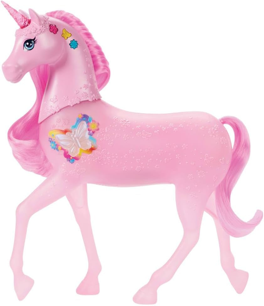 Barbie glöd-i-mörkret enhörning med 20 interaktiva kombinationer av ljus-, ljud- och musikeffekter för tryckknapps- och huvudstrykning, JCP78