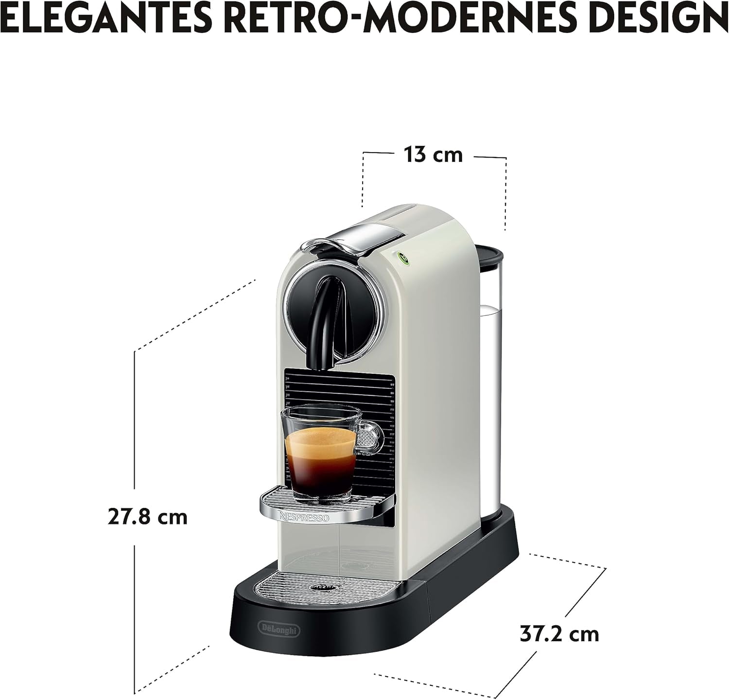 Nespresso EN167.W Citiz kapselespressomaskin, högtryckspump och idealisk temperaturkontroll, utan Aeroccino (mjölkskummare), energisparfunktion, 1260 W, gräddvit, 37,4 x 11,9 x 25,5 cm