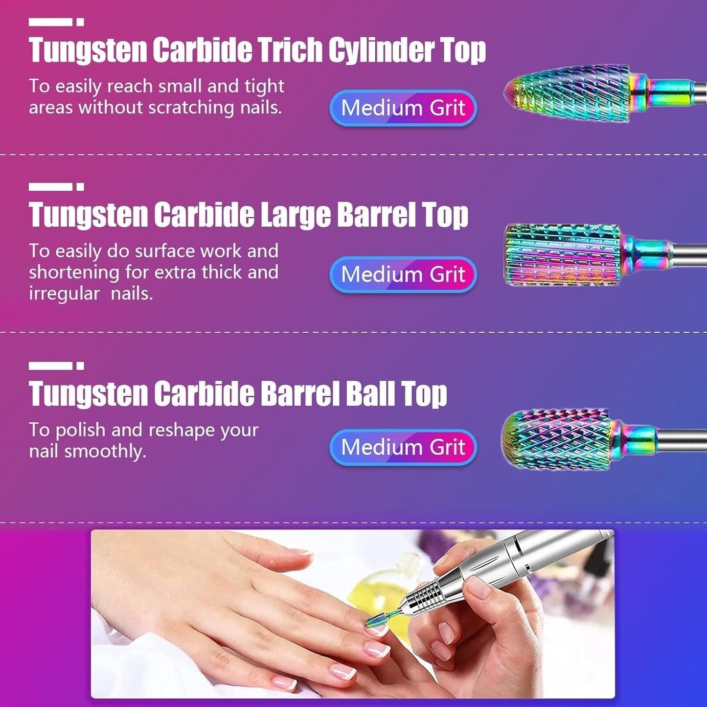 Depvko 30 Stück Nagelfräser Aufsätze Bits, 3/32'' Keramik Bohrer Für Nägel Acryl Diamant-Nagelhaut-Efile-Hartmetall-Retferner Für Zuhause Salon Gel, Maniküre Pediküre-Werkzeuge (Inklusive 3 Etueln)