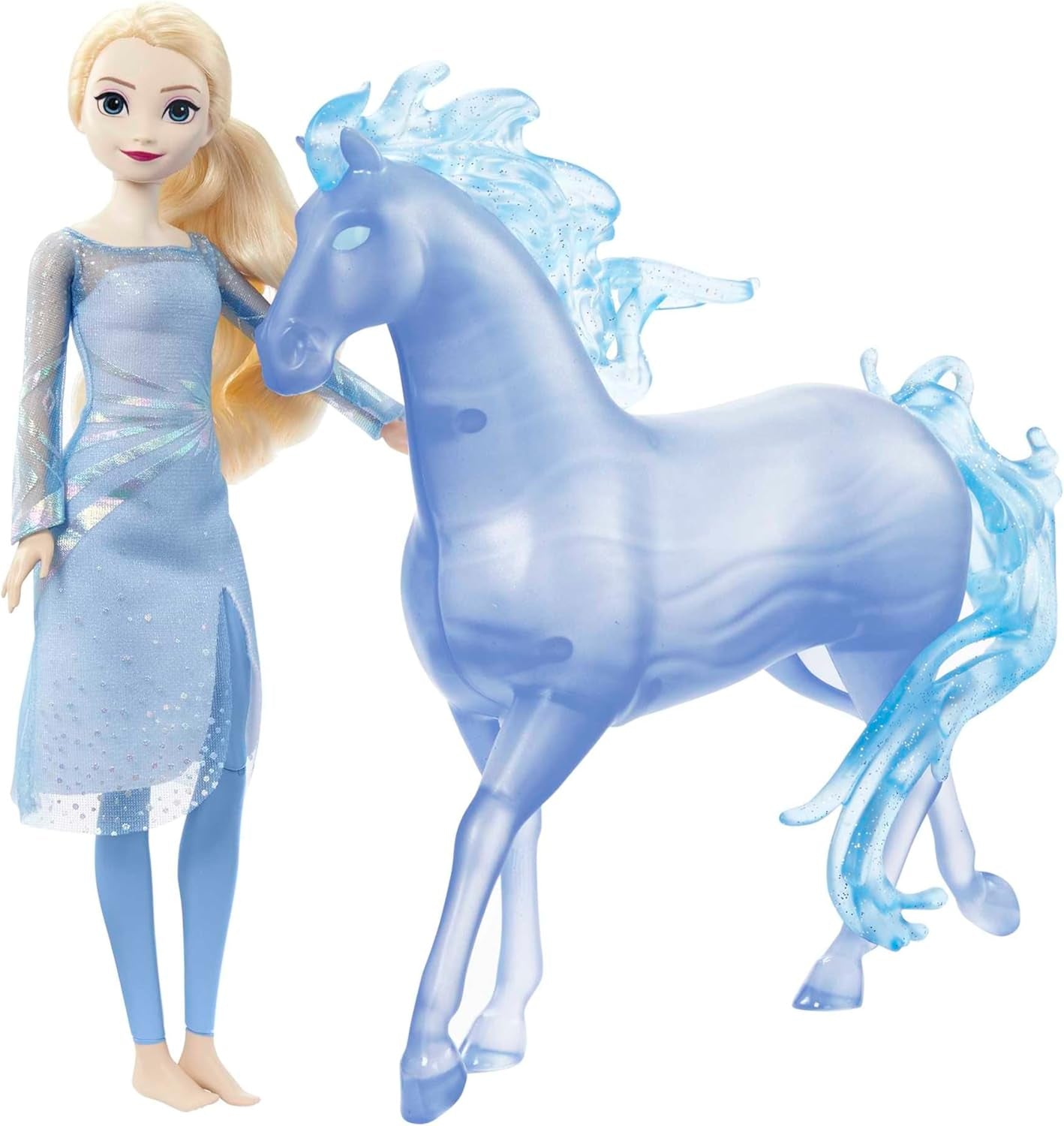 Mattel DISNEY Frozen Elsa och Nokk - Artikulerande Elsa Doll, Majestic Nokk Water Figure, Inspirerad av den andra filmen, för barn från 3 år och uppåt, HLW58