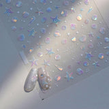 JMEOWIO 3D Nagelsticker Aurora Muschel Seestern Nail Art Sticker Selbstklebend Nagelaufkleber 5D Stereoskopisk Ozean Thema Dekoration Nageldesign Zubehör 1 Blatt
