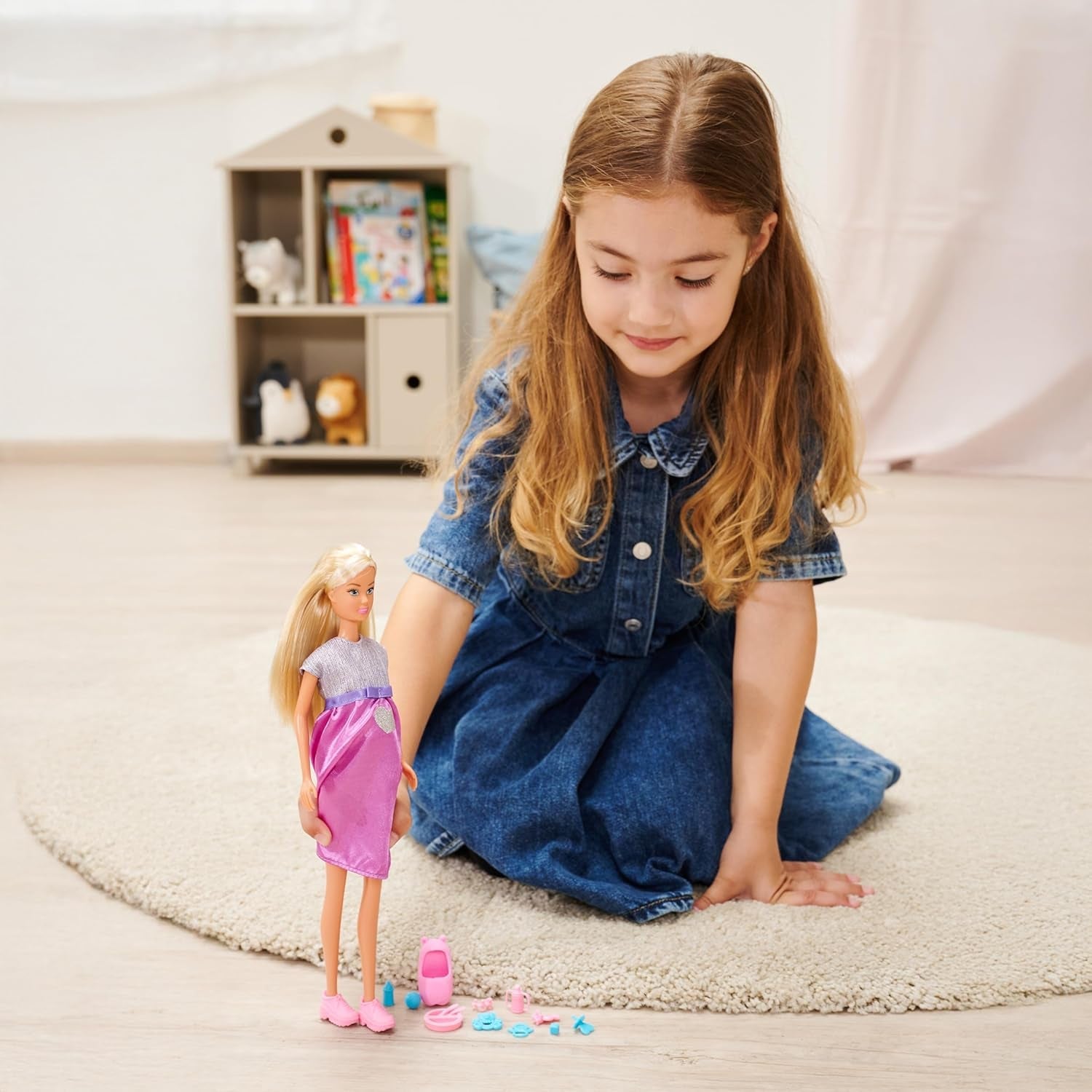 Simba Steffi Love Welcome Baby 29cm Gravid Steffi 12-pack Rollspel Tillbehör Modedocka med 4cm Baby Doll Toy för åldrarna 3+