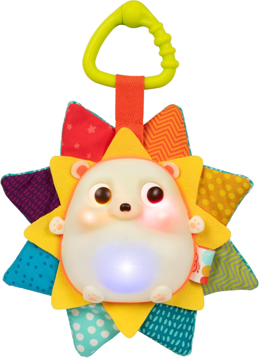 B. leksaker - Barnleksak för barnstol - Sugkoppsleksak med musik, ljus, ljud - Sensorisk leksak - Barnleksak med motorisk aktivitet - från 6 månader - Whirly Pop Toys Bebe Naty Shop Lysande igelkott med musik
