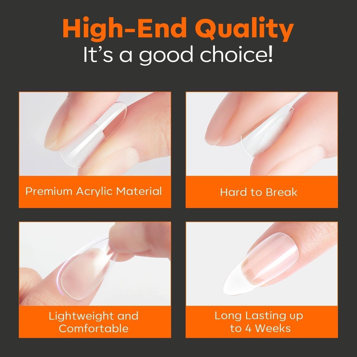 Modelones Nail Tips 216 bitar - Heltäckande Nail Tips Set, Soft Gel Tips Set, Pre-Polishing PMMA Resin Nail Tips, DIY Lime On Nail Art konstgjorda naglar, korta mandlar XS