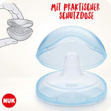 NUK Stillhütchen | Brusthütchen Zum Stillen | Schützt Vor Wunden Brustwarzen | Dünnes Silikon | Größe M (20Mm) | Inklusive Schutzdose | 2 Stück Barnmat och amningstillbehör Naty Shop