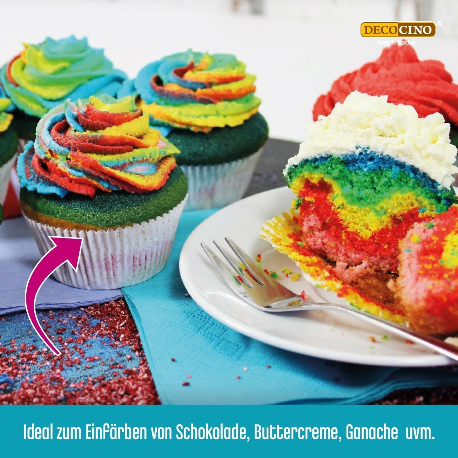 DECOCINO Röd fettlöslig färgpasta - 15 g - Oljebaserad matfärg, idealisk för färgning av choklad, smörkräm, fondant eller kakdeg (Pack 3)
