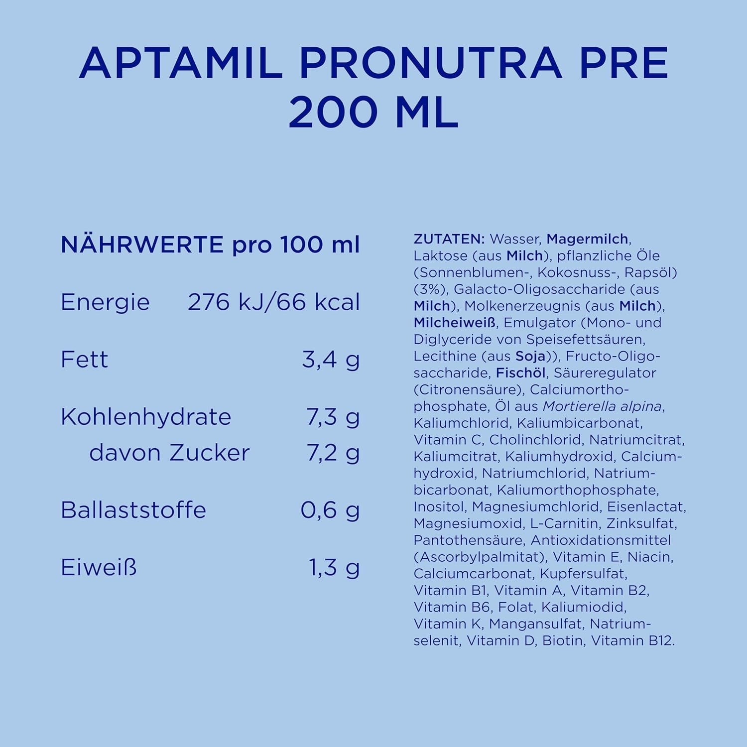 Aptamil Pronutra Pre - Modersmjölksersättning från födseln - Med vegetabiliska oljor, utan palmolja - 6 x 4 x 200 ml (4800 ml)