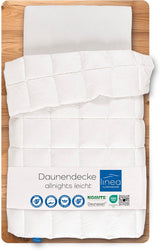 Allnights - Lätt täcke, 135X200, 100 % nya fjädrar och dun, Lämplig för allergier, Tvättbar upp till 60°C, Tillverkad i Tyskland Täcken och täcken Naty Shop 135 X 200 Cm Termisk klass Lätt