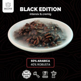 KING'S COFFEE - BLACK EDITION - 1 kg Intense Cream Coffee Beans - Low Acidity Coffee - Small Batch Roast från Italien - Starka Arabica Espressobönor (blandning) för helautomatiska och portafiltermaskiner