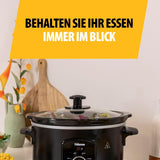 Tristar VS-3915 slowcooker, keramikgryta i rostfritt stål med 2 värmeinställningar och varmhållningsfunktion, 3,5 L Slow Cooker Naty Shop