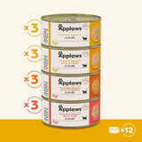 Applaws 100 % naturlig premium våtmat för katter Kycklingbuljong för vuxna katter - 4 boxpack (12 x 70 g)