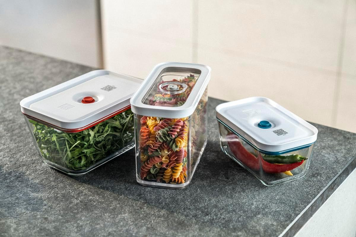 ZWILLING FRESH & SAVE CUBE Box, storlek 2M, modulär och stapelbar förvaringslåda, hermetisk och tömbar förvaring, diskmaskinssäker, transparenta matförvaringslådor Naty Shop