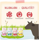 MjAMjAM - Premium Wet Cat Food - Wellness Pack Nötkött, paket med 12 (12 x 125 g), spannmålsfri med extra kött