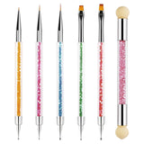 Sularpek 6 Stück Nagel Pinsel, Nagel Pinsel, Pinsel Nageldesign, Nagel Pinsel Set, Nail Art Dotting Tools Mit 1 Sponge Brush Applikator, Nageldesign Zubehör Für DIY Nail Art Design