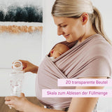 ELANEE Muttermilchbeutel, Aufbewahren & Einfrieren Von Muttermilch, Geschmackneutral Und Vorsterilisiert, Doppelter Sicherheitsverschluss, 20 Stück, Mit Standfuß (711-00) Babymat och amningstillbehör Naty Shop