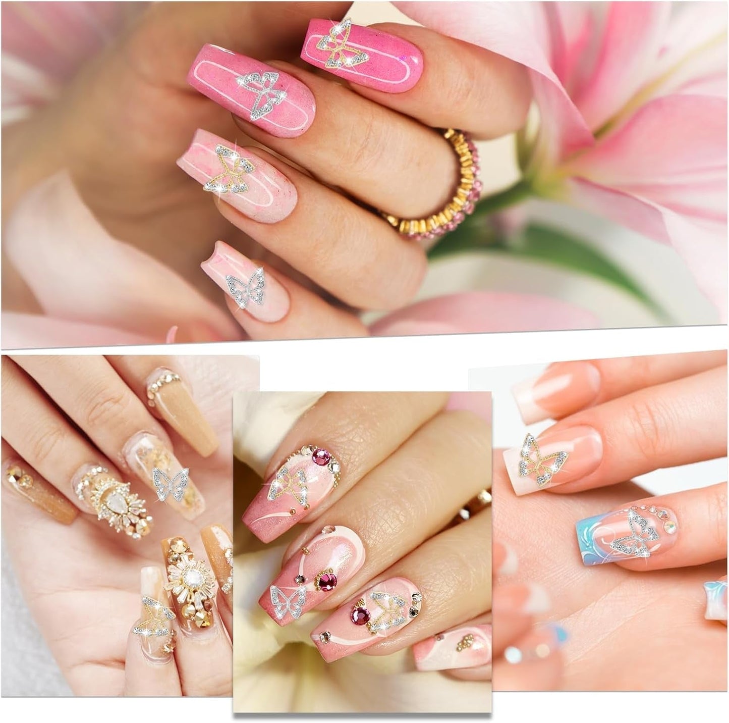 20st Glitter Butterfly Nail Charms, Nail Art Strass, Nagelstenar, Butterfly Nail Art, Strass, Alla hjärtans dag Nagelberlocker, Gör-det-själv-mobilfodraldekoration