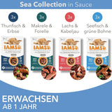 IAMS Delights Sea Collection Katzenfutter Nass - Multipack mit Fisch Sorten (Lachs, Thunfisch, Makrill, Seefisch) i sås, Nassfutter für Katzen från 1 Jahr, 12 x 85g