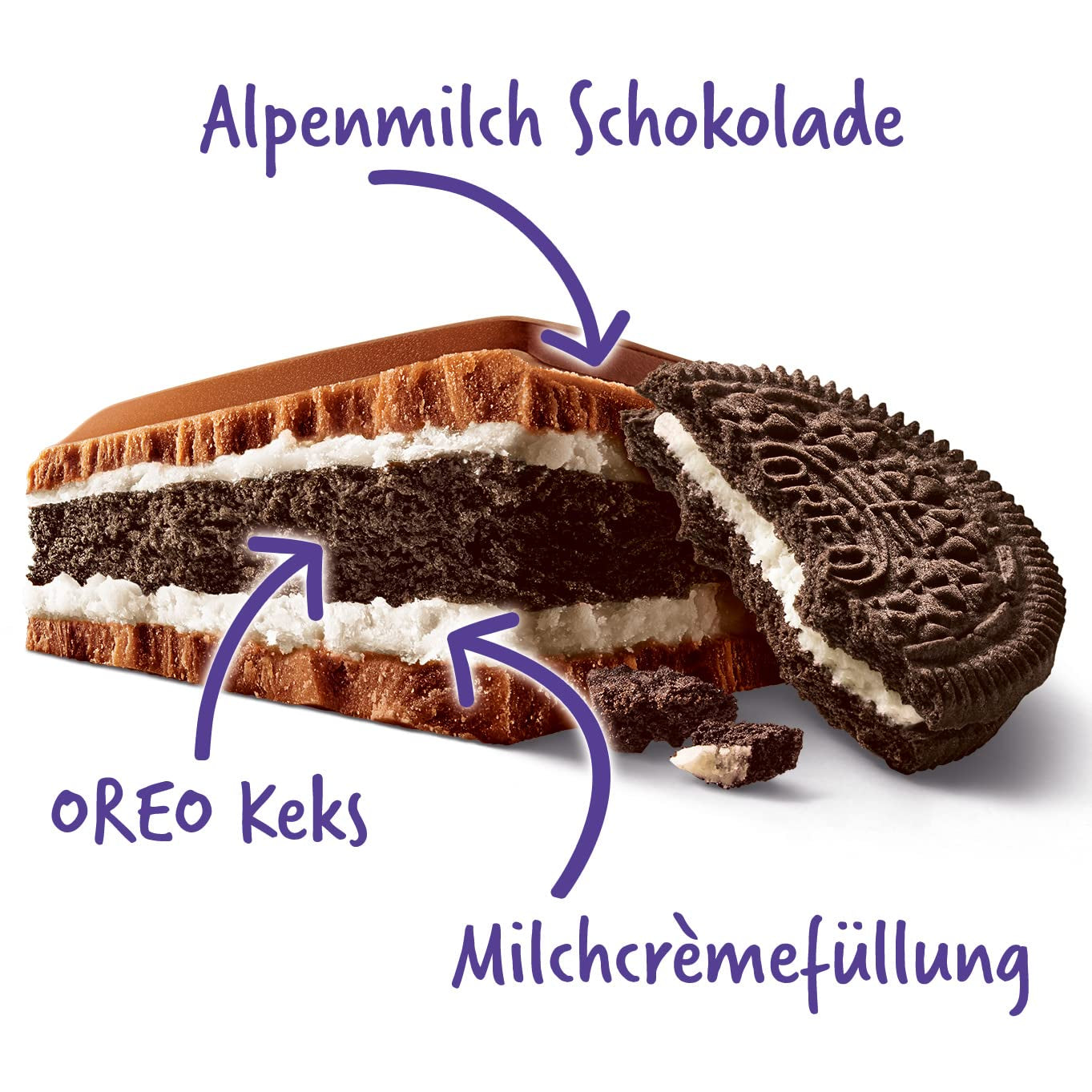 Milka Mmmax Oreo – alpin mjölkchoklad med krispiga oreokakor och mjölkgrädde – 300g