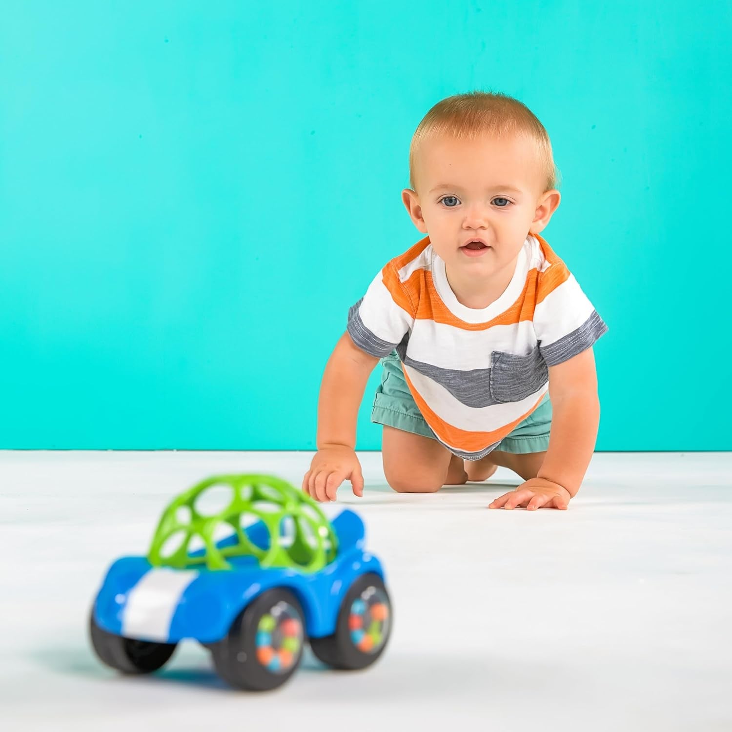 Bright Starts, Oball, Rattle Toy Car, Green-Blue Baby Toys Naty Shop