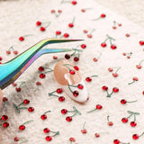 JMEOWIO 3D Nagelsticker Kirsche Nail Art Sticker Selbstklebend Nagelaufkleber 5D Stereoskopisk Dekoration Nageldesign Zubehör 1 Blatt