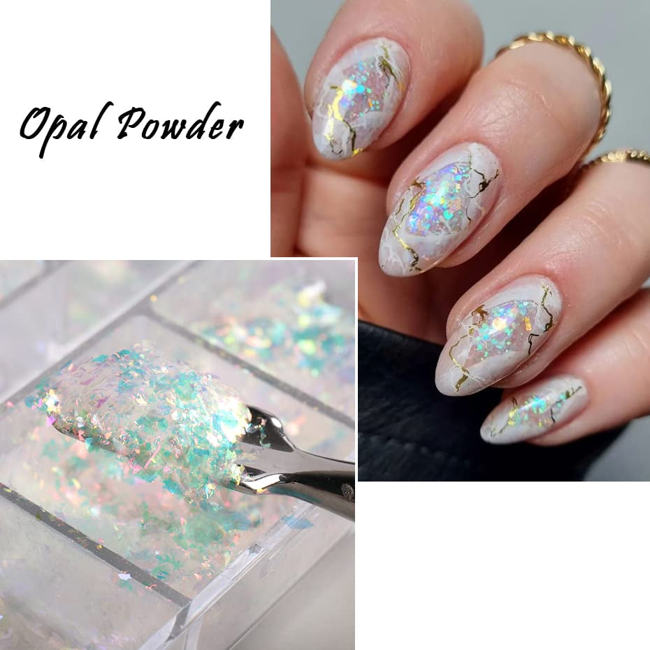 JMEOWIO Nagelglitter 12 rutnät Aurora Nail Art dekoration tillbehör nageldesign