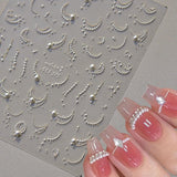 JMEOWIO 3D Nagelsticker Perlenlinie Nail Art Sticker Selbstklebend Nagelaufkleber 5D Stereoskopisk Dekoration Nageldesign Zubehör 1 Blatt