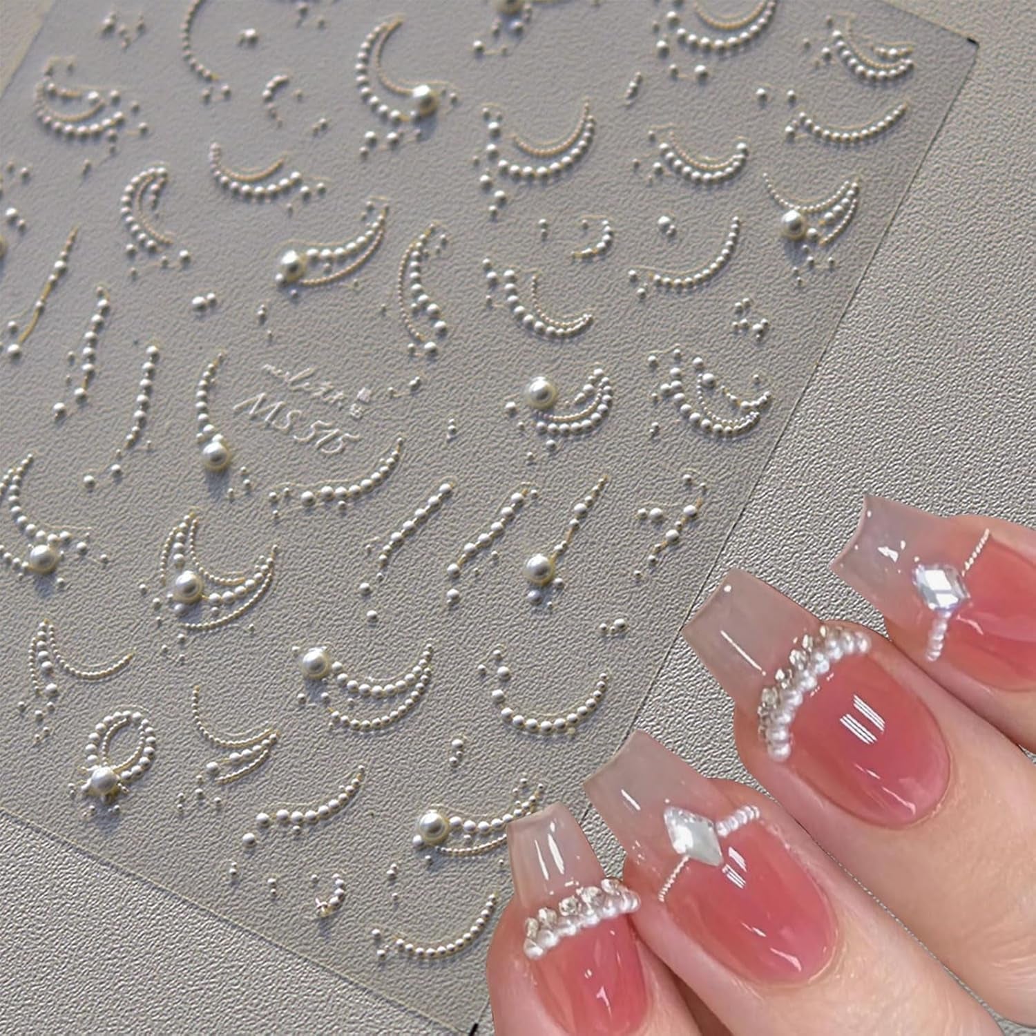 JMEOWIO 3D Nagelsticker Perlenlinie Nail Art Sticker Selbstklebend Nagelaufkleber 5D Stereoskopisk Dekoration Nageldesign Zubehör 1 Blatt