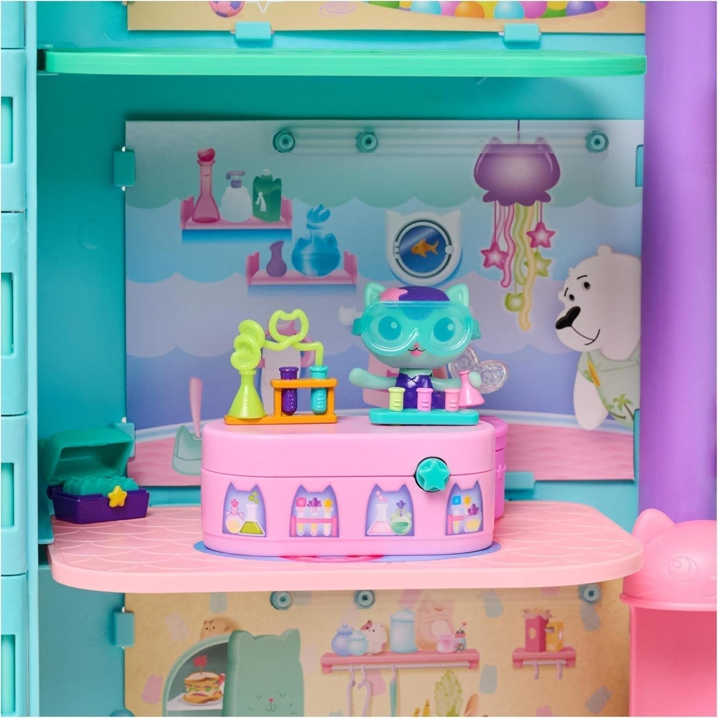 Gabby™S Dockhus, Bobble Kitty Möbelpaket med Meerkats Kattfigur med dockskåpsmöbler och tillbehör, dockskåp för åldrar 3+ Naty Shop