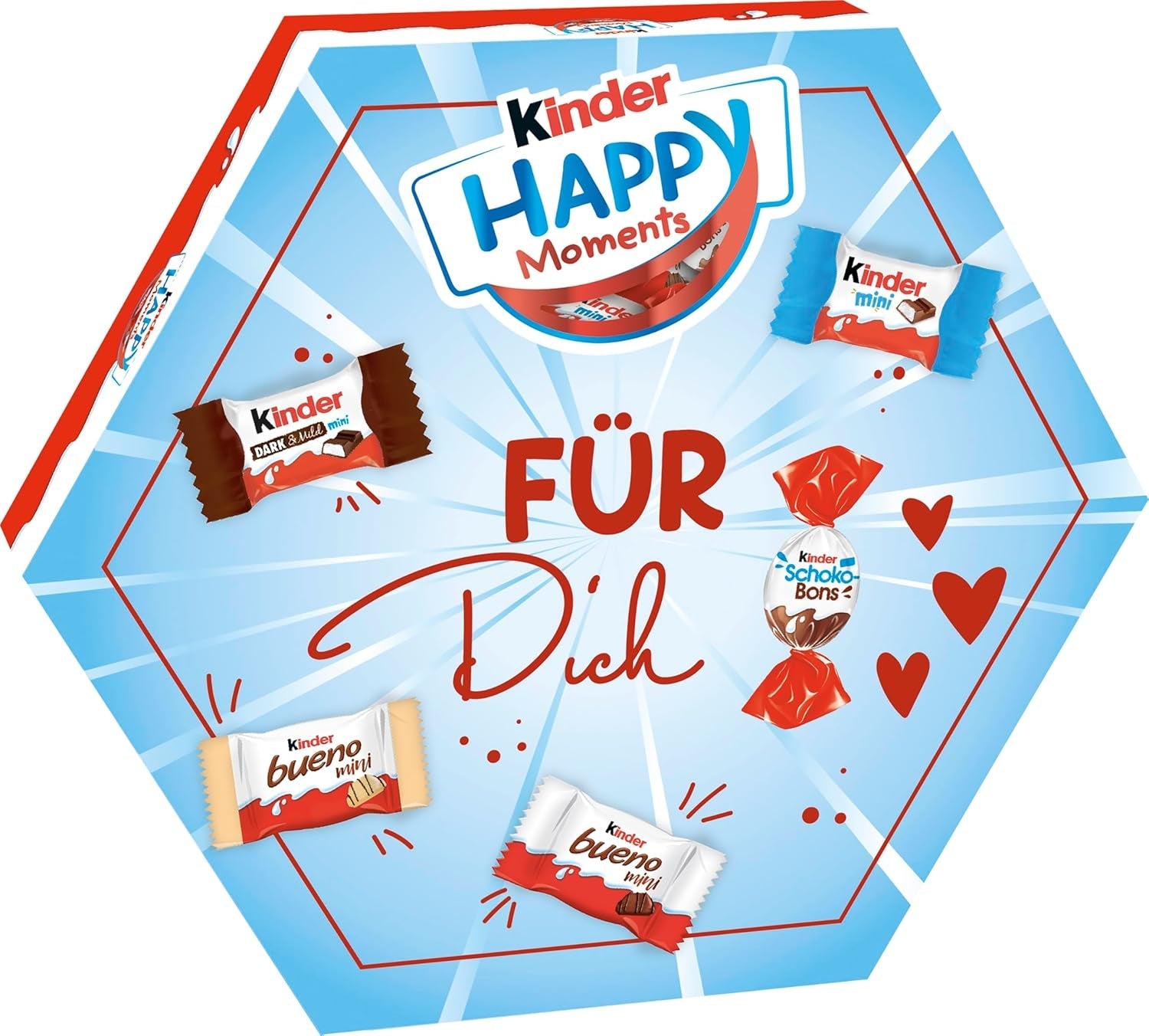kinder Happy Moments Mini Mix - Alla hjärtans dag present till honom och henne - För att umgås och dela med vänner och familj - 161g
