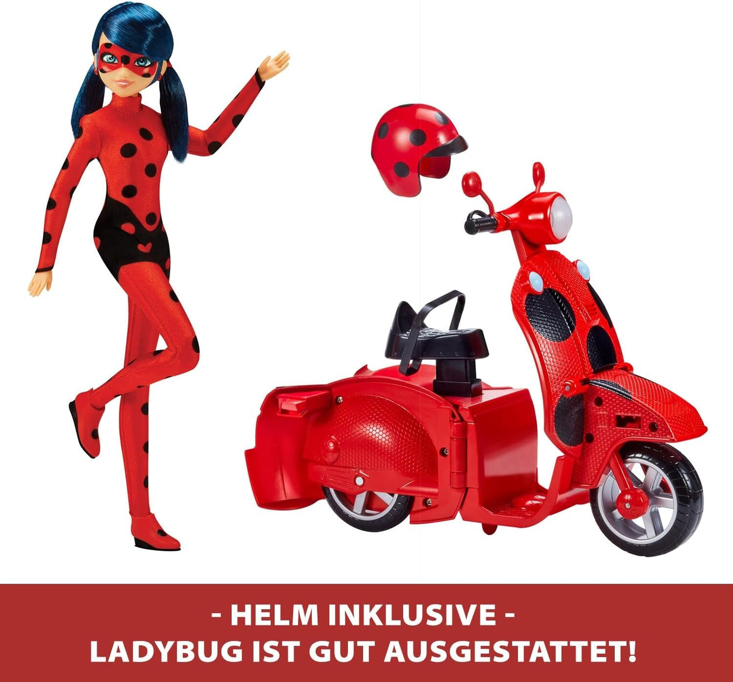 Bandai - Miraculous Ladybug - Miraculous Switch'n Go Scooter + 26 cm Ladybug Lucky Charm artikulerad docka - P50668