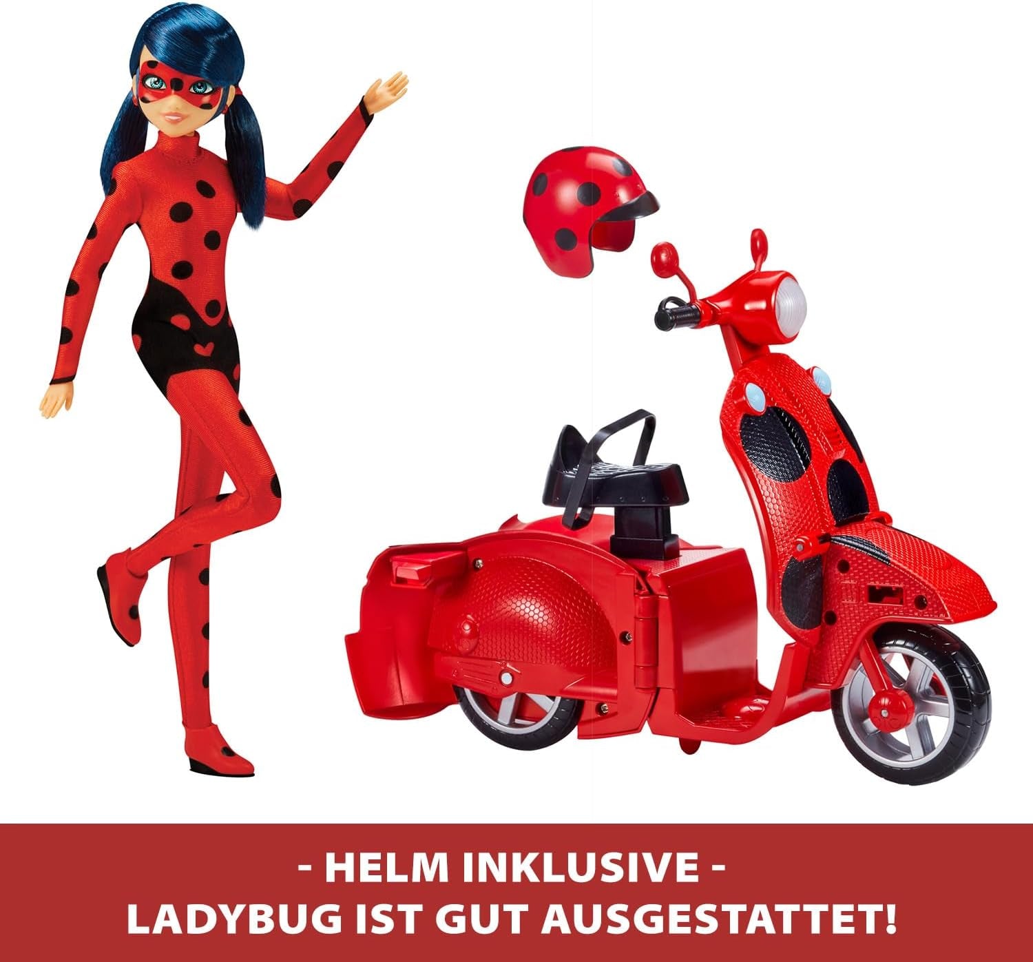 Bandai - Miraculous Ladybug - Miraculous Switch'n Go Scooter + 26 cm Ladybug Lucky Charm artikulerad docka - P50668