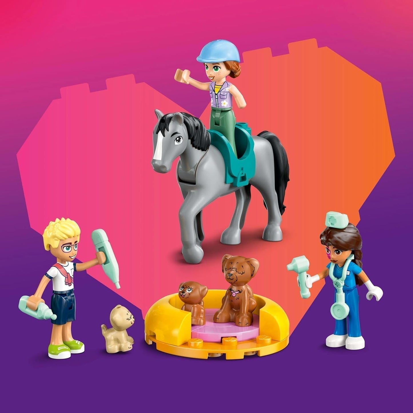LEGO Friends veterinärskåp för hästar och husdjur, bygg- och lekset för fantasifulla rollspel med 3 minifigurer och 5 djurfigurer, presentidé för tjejer 7 år 42651 Byggset Besuche den LEGO-Store