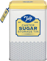Tala Originals Retro Design Metallförvaringslåda i gult och gräddfärgat rymmer en hel påse med pulveriserat socker