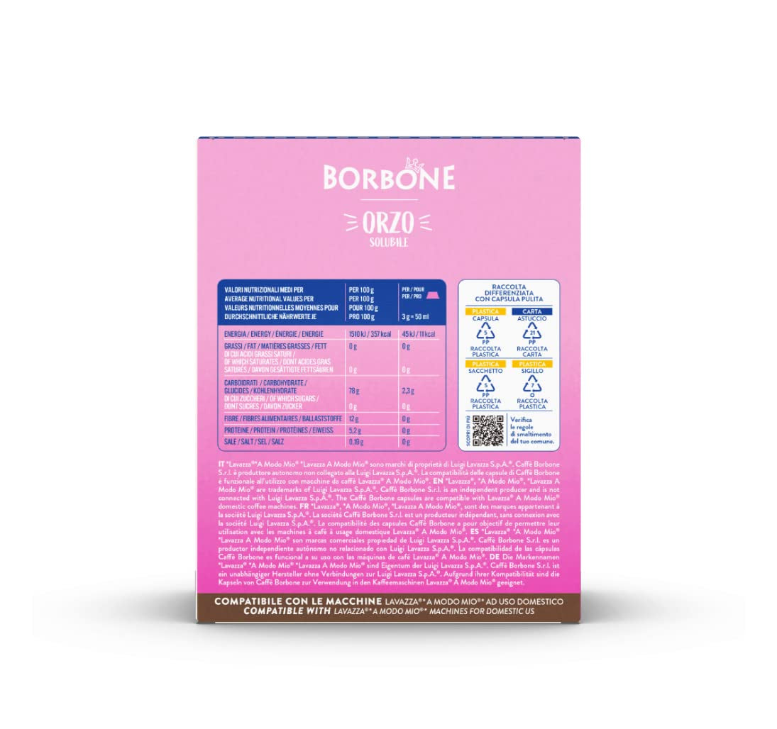 Caffè Borbone Malzkaffee - 96 Kapseln (6 Packungen mit 16 Stück) - Kompatibel med Lavazza A Modo Mio Haushalts-Espressomaschinen