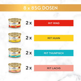 Våtfoder för katter Gourmet Gold Raffined Ragout, blandad blandning, förpackning om 96 (96 x 85 g)