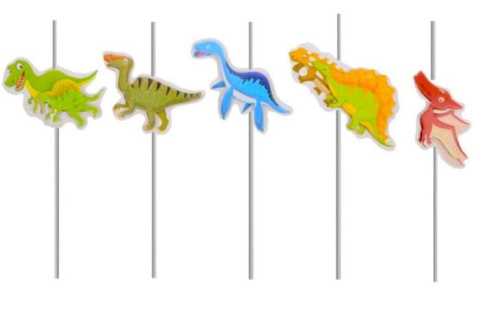 Set med 5 sugrör med dinosaurier Naty Shop