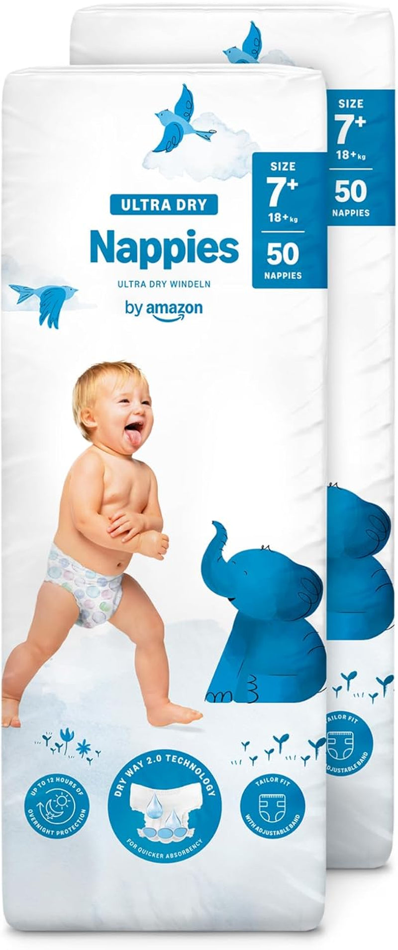 Amazon Ultra Dry blöjor, storlek 1 (2-5 kg) - månadslåda, vit, antal 96 (2 förpackningar om 48) (tidigare Mama Bear Brand, identisk produkt)