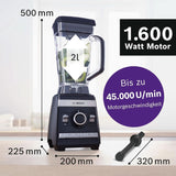 Bosch Standmixer Vitaboost MMBH6P6BDE, 6-Klingen-Edelstahlmesser, 2,5L Tritan-Mixbehälter, Stopfer, 6 Automatikprogram, Rezeptbuch, Bpa-Frei, Einfache Reinigung, 45 000 U/Min, 1600 W, Schwarz Bucatarie Naty Shop