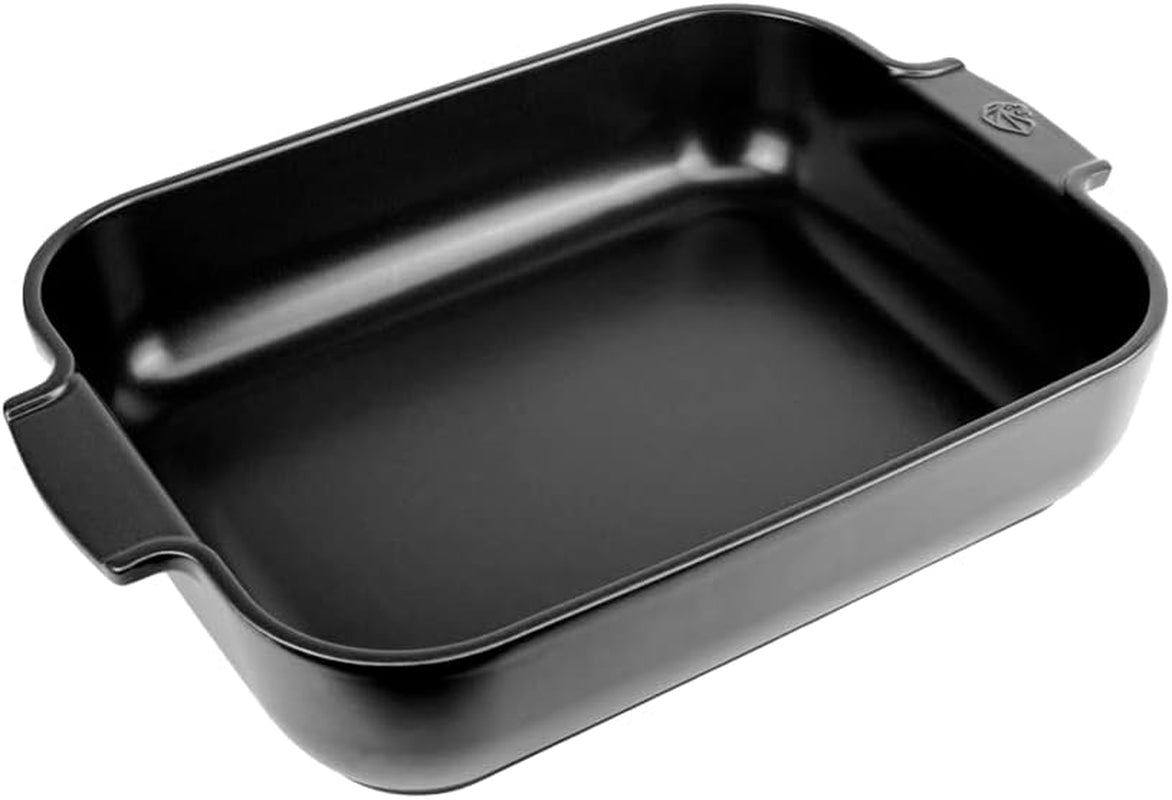 Peugeot Appolia Rechteckige Auflaufform Mit Griffen, Keramik, Schiefer / Grau, 8,3X40,5X27,2 Cm, Fassungsvermögen: Ca. 4 L, 60022 Bakformar och plåtar Naty Shop Satinschwarz