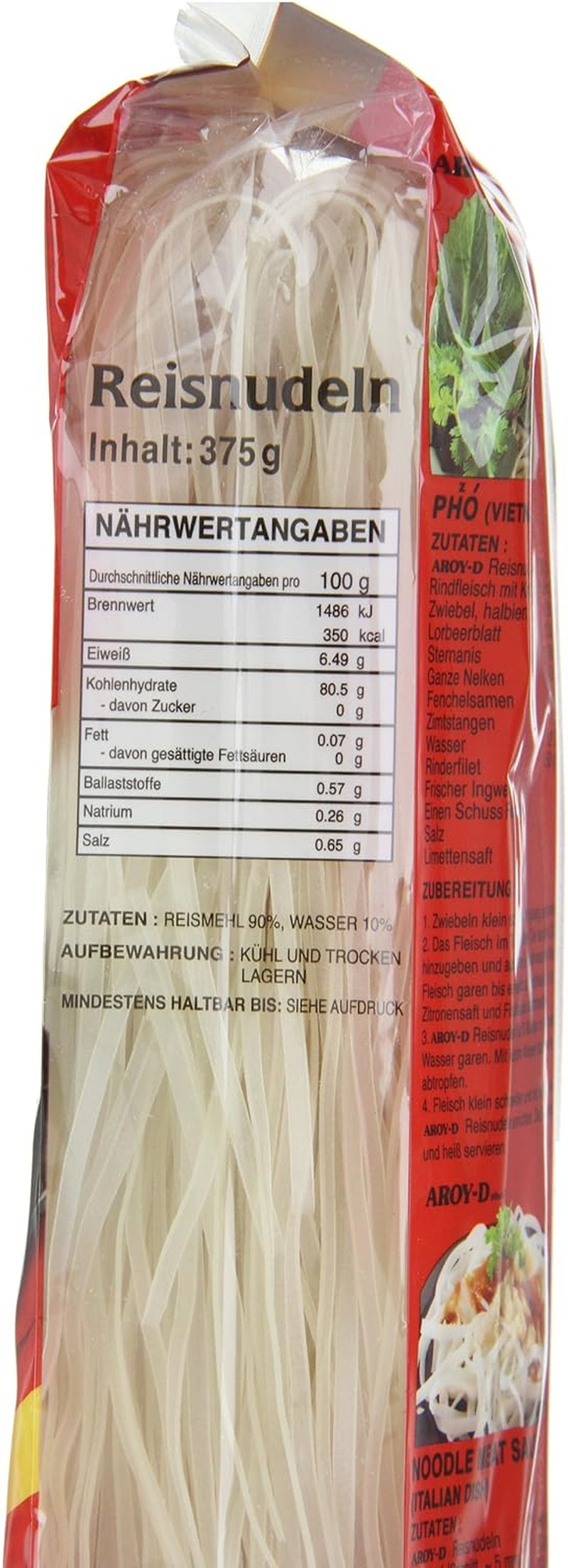 Aroy-D Risnudlar Glutenfria 3 mm förpackningar (1 förpackning x 375 g)