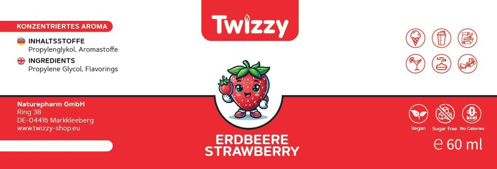 Twizzy koncentrerad jordgubbssmak, 60 ml Aromas Naty Shop