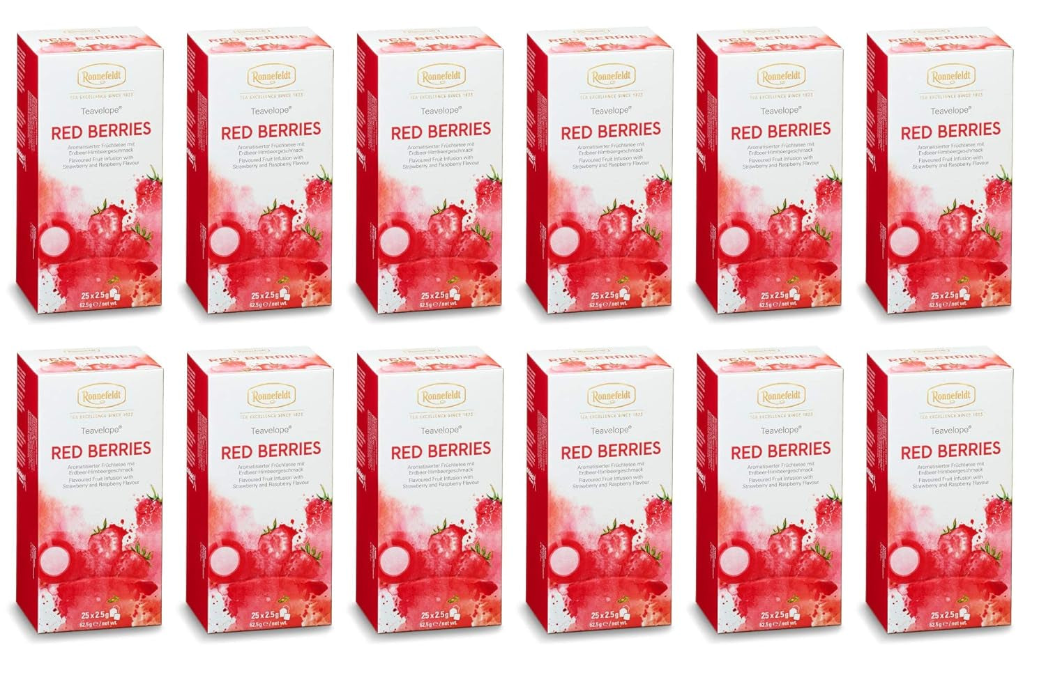 Teavelope "Red Berries" - fruktte med jordgubbs- och hallonsmak, 25 tepåsar, 62,5 g