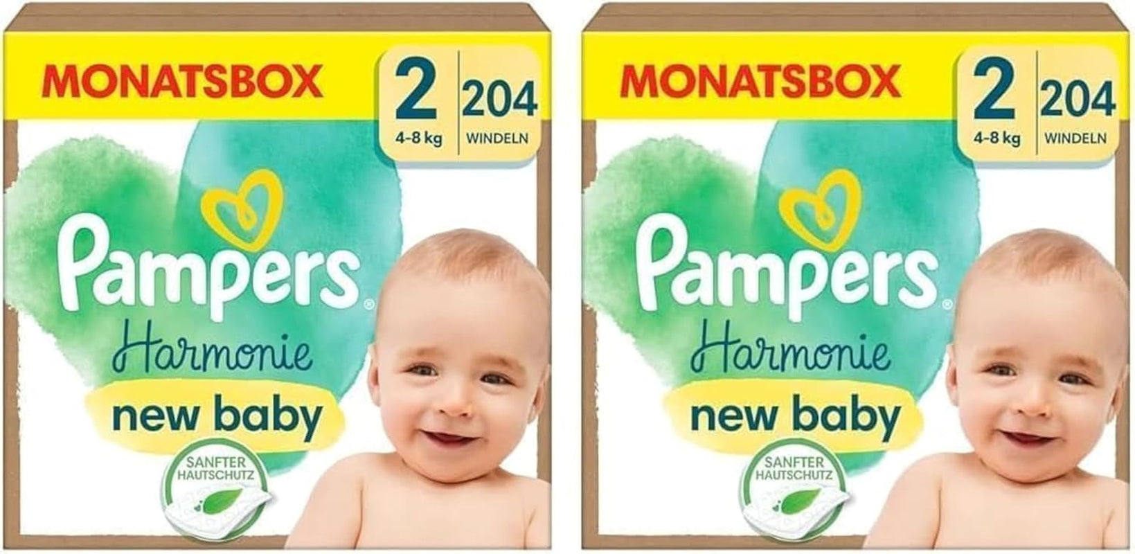Pampers Harmony blöjor storlek 1, 180 blöjor, 2kg-5kg, skonsamt hudskydd med 100% Pampers skydd