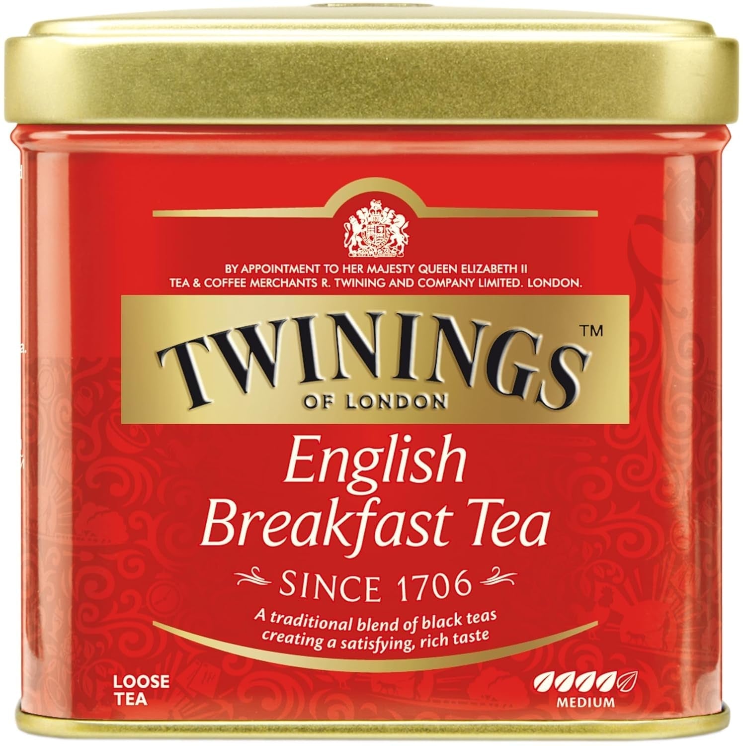 Twinings English Breakfast Tea Loose Black Tea in Tea Box Starkt svart te från högkvalitativa teblad plockade från de bästa teplantagen i Sri Lanka och Indien G, neutralt, 100 gram