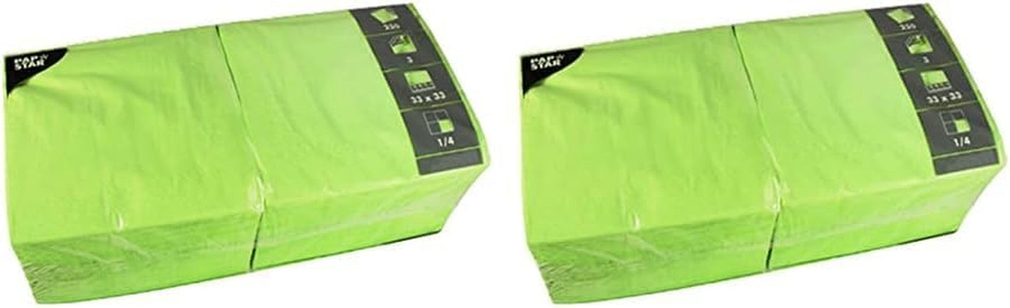 250 servetter, 3-lagers 1/4-vikt 33 cm X 33 cm äppelgrön (förpackning med 2)