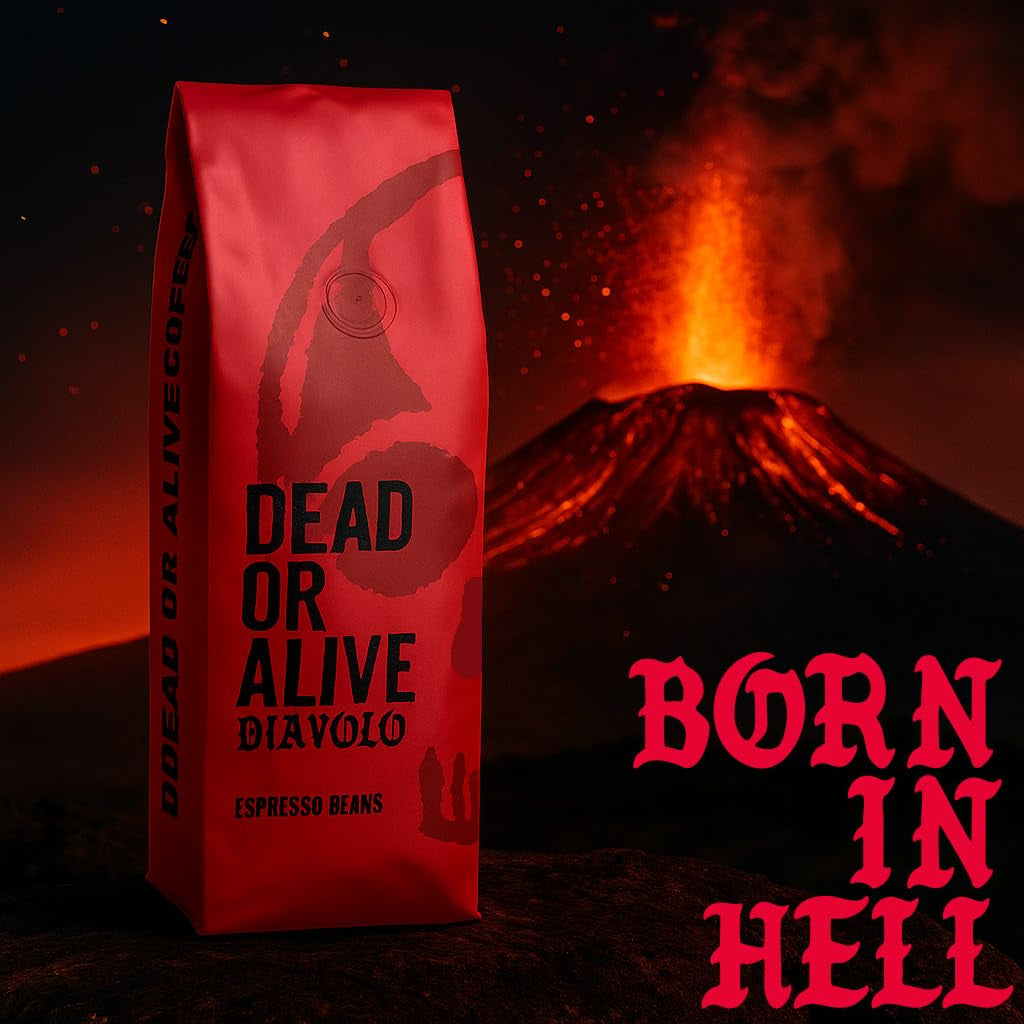 DÖD ELLER LEVANDE DIAVOLO – Extra mörk espresso – 100 % Robusta – Extremt stark – Låg syrahalt – Stabil grädde – Hela bönor 1 kg – Neapelstek