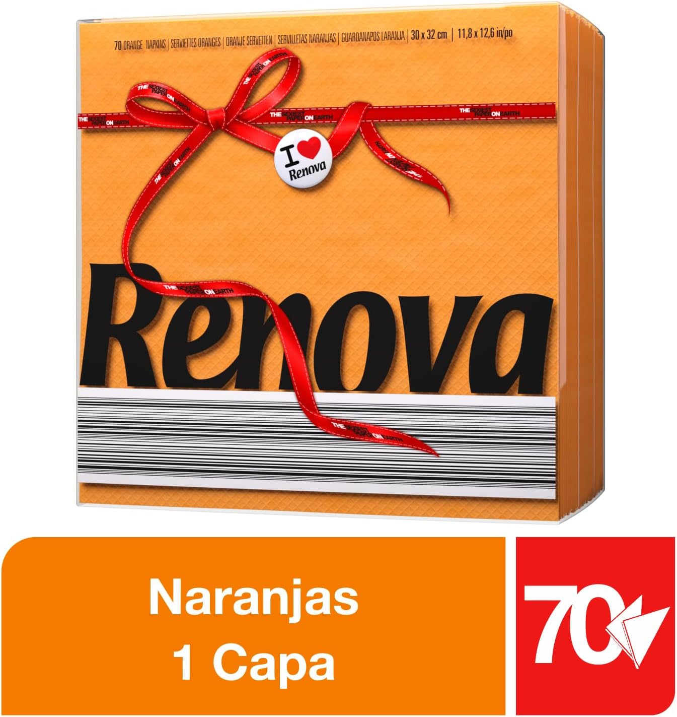 Renova Pappersservetter, Red Label Orange - 70 servetter